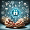 DALL·E 2024-10-24 17.11.48 - A visual representation of IoT security systems showing digital locks, secured networks, and data encryption. The image should include icons or illust