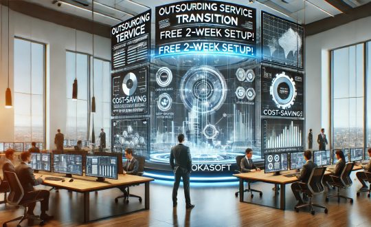 A modern, high-tech business environment showcasing outsourcing and IT services