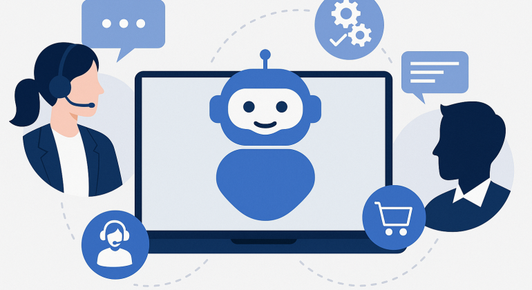 AI-powered chatbot automating customer service interactions between support agents and clients across digital platforms.