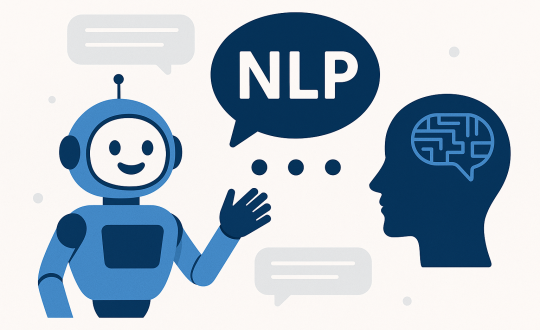 Comparison between rule-based and AI-powered chatbots using NLP technology, visualized in a modern, multilingual-friendly digital illustration.