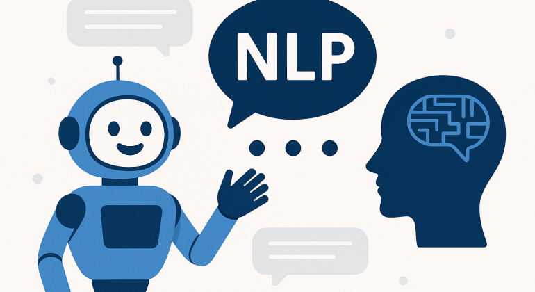 Comparison between rule-based and AI-powered chatbots using NLP technology, visualized in a modern, multilingual-friendly digital illustration.